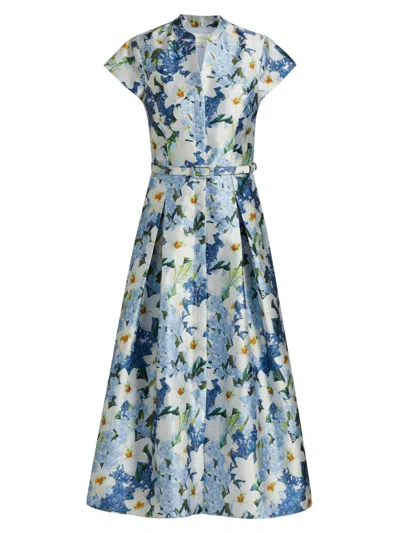 Sachin & Babi Women's Martine Floral Mikado Midi-dress In Blue
