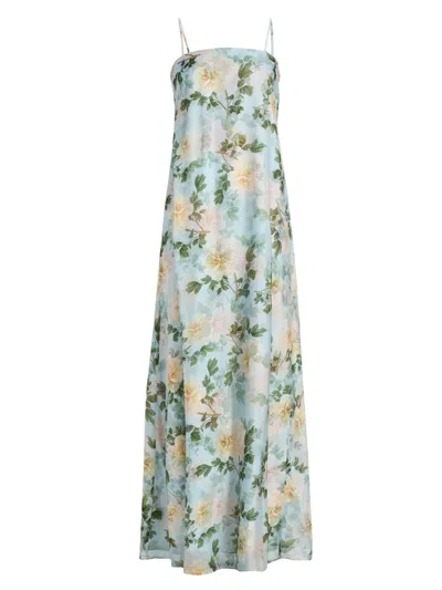 Sachin & Babi Women's Shelby Floral Chiffon Slip Gown In Blue