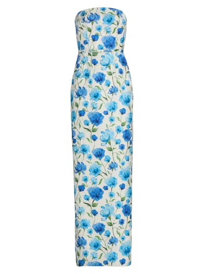 Sachin & Babi Women's Sophia Floral Cloqué Column Gown In Blue