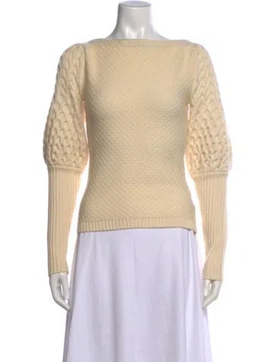Pre-owned Sachin & Babi Wool Bateau Neckline Top In Neutrals