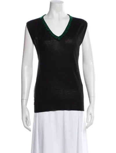 Pre-owned Sachin & Babi Wool V-neck Top In Black