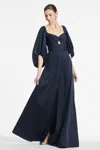 Sachin & Babi Angelina Cutout Satin Gown In Navy