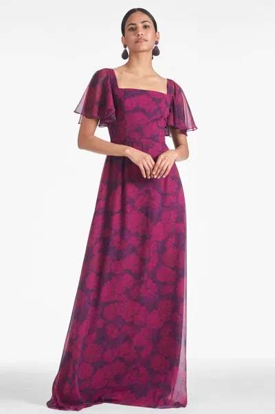 Sachin & Babi Aurora Gown In Magenta Bloom