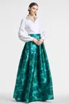 Sachin & Babi Watercolor Floral Print Maxi Skirt In Emerald Watercolor Floral