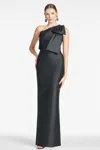 Sachin & Babi Bonnie One-shoulder Bow Column Gown In Black