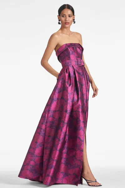 Sachin & Babi Brielle Gown In Magenta Bloom