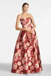 Sachin & Babi Women's Giovanna Pleated Floral-print Mikado Gown In Red Ikat Floral