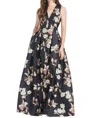 Sachin & Babi Brooke Gown In Black Venetia Petal In Multi