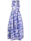 Sachin & Babi Brooke Pleated Floral-print Gown In Purple
