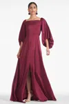 Sachin & Babi Bryant Balloon-sleeve Square-neck Gown In Garnet