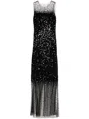 Sachin & Babi Candice Illusion Sequin Column Gown In Black