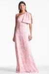 Sachin & Babi Chelsea Bow One-shoulder Gown In Rouge Damask Rose