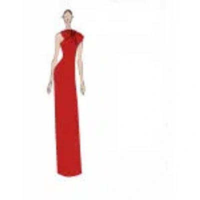 Sachin & Babi Cosette Bow One-shoulder Column Gown In Red