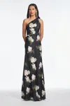 Sachin & Babi Delphine Floral One-shoulder Satin Crepe Gown