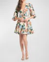 Sachin & Babi Dolce Floral-print Empire Mini Dress In Antico Botanico