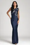 Sachin & Babi Olivia One-shoulder Embellished Mikado Gown