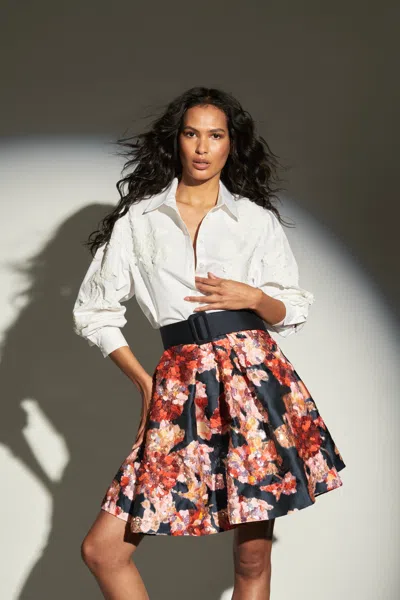 Sachin & Babi Eton Skirt In Bedford Bouquet