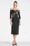 Sachin & Babi Fatima Off-shoulder Embroidered Midi Dress In Noir Bouquet