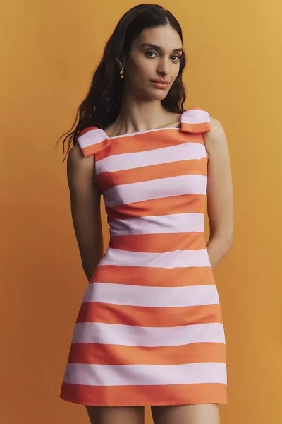 Sachin & Babi Georgia Square-neck Striped Mini Dress In Orange