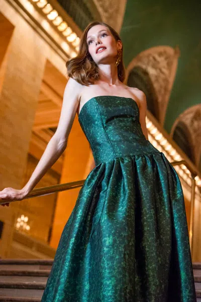 Sachin & Babi Georgina Gown In Emerald Wisteria