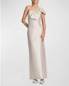 Sachin & Babi Ines One-shoulder Bow Column Gown In Multi