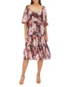 Sachin & Babi Jamie Ikat Floral Print Midi Dress In Grape In Yellow