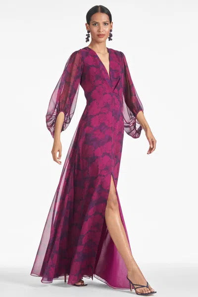 Sachin & Babi Jenny Gown In Magenta Bloom