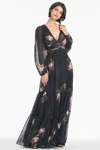 Sachin & Babi Jules Gown In Noir Blossom