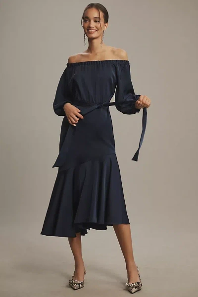 Sachin & Babi Kai Off-the-shoulder Long-sleeve Maxi Dress In Blue