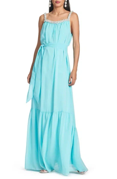 Sachin & Babi Kami Chiffon Gown In Swiss Blue