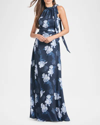 SACHIN & BABI KAYLA FLORAL-PRINT GEORGETTE GOWN