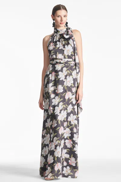 Sachin & Babi Kayla Halter Gown In Ebony Garden