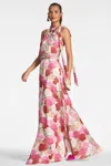 Sachin & Babi Women's Kayla Floral Crinkled Chiffon Halter Gown In Campo Di Fiore