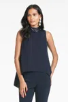 Sachin & Babi Keaton Sequin Mock Neck Crepe Blouse