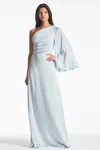 Sachin & Babi Keely Long Sleeve One-shoulder Gown