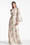 Sachin & Babi Women's Keely Asymmetric Floral-print Crinkled-chiffon Gown In Antique Bouquet