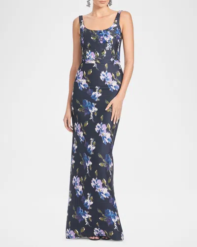 SACHIN & BABI LANA SEQUIN FLORAL-PRINT COLUMN GOWN