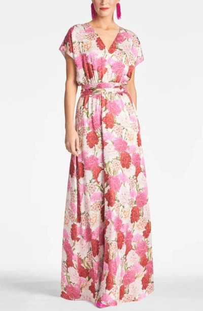 Sachin & Babi Leah Floral Georgette Gown In Campo Di Fiore