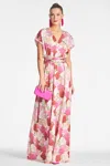 Sachin & Babi Leah Floral Georgette Gown In Campo Di Fiore