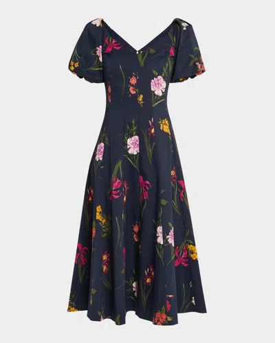 SACHIN & BABI MAGNOLIA PANELED FLORAL-PRINT MIDI DRESS