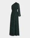 Sachin & Babi Makayla One-shoulder Broach Embellished Gown In Emerald Big Cat