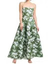 Sachin & Babi Margaux Pleated Floral-print Strapless Gown In Multi