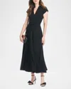 Sachin & Babi Marin Belted Cap-sleeve Midi Dress In Black