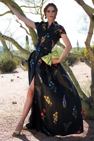 Sachin & Babi Marta Gown In Noir Bouquet