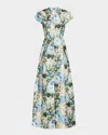 Sachin & Babi Marta Pleated Floral-print Mikado Gown