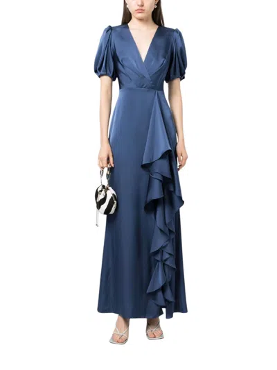 Sachin & Babi Mila Ruffled Gown In Indigo Blue