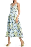 SACHIN & BABI MILLIE IMITATION PEARL & CRYSTAL DETAIL FLORAL COCKTAIL MIDI DRESS