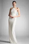 Sachin & Babi Morgan Sequin Cutout Halter Gown In Clear/ivory