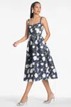 Sachin & Babi Olena Floral Mikado Midi Cocktail Dress In Navy/ivory Moonlit Garden