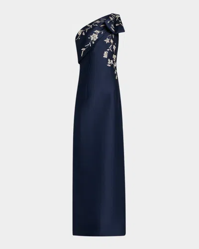 SACHIN & BABI OLIVIA ONE-SHOULDER EMBELLISHED MIKADO GOWN